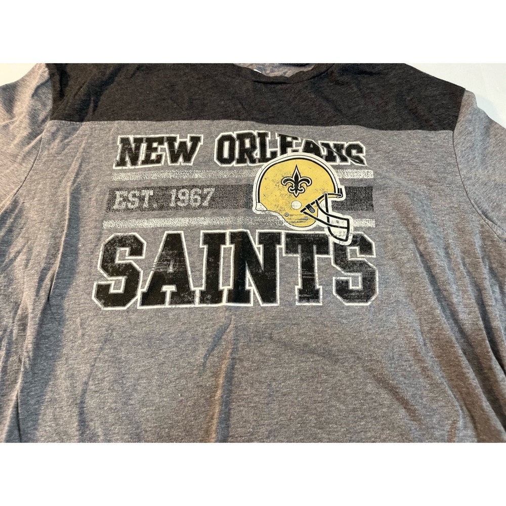 NFL Team Apparel New Orleans Saints T Shirt Mens XL Gray  Colorblock Football‎